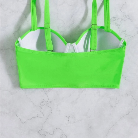 💚LOT OF 3 NWT & EUC 1980’s STYLE SWIMSUIT BIKINI TOPS NEON GREEN CORSET - Picture 6 of 8